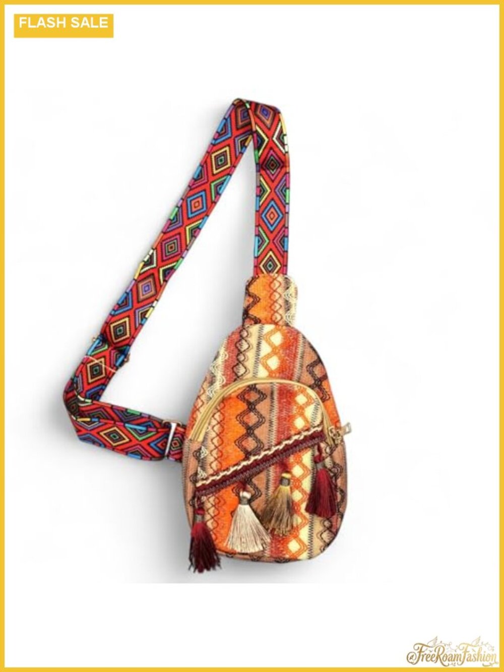Boho Vegan Leather Sling Bag Small Crossbody Fanny Pack Adjustable Strap